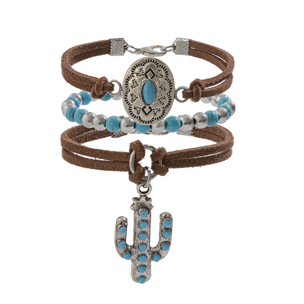 Ethnic Style Retro Turquoise Cowboy Hat Bracelet Suit Personality Multi-Element Snake Bone Chain Bracelet display picture 8