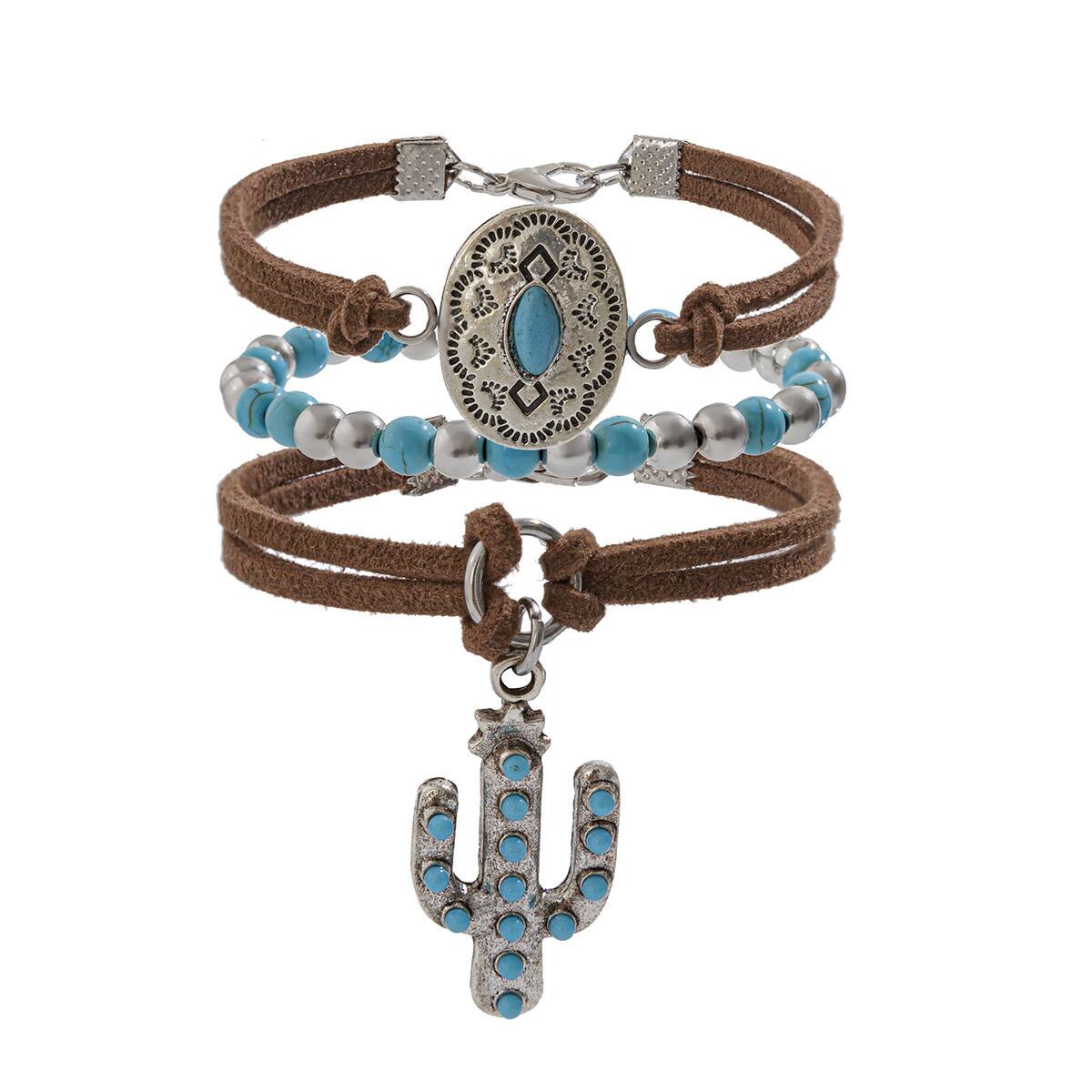 Europa Y América, Estilo Étnico, Estilo Étnico, Turquesa Retro, Sombrero De Vaquero, Pulsera Con Personalidad, Multi-elemento, Pulsera Con Cadena De Hueso De Serpiente display picture 8