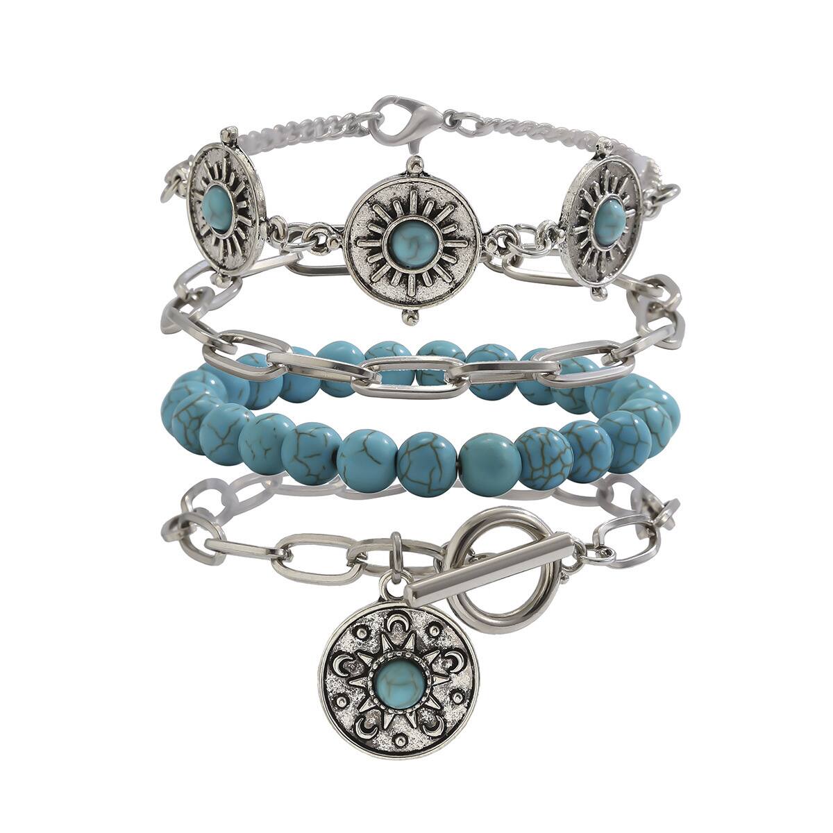 Europa Y América, Estilo Étnico, Estilo Étnico, Turquesa Retro, Sombrero De Vaquero, Pulsera Con Personalidad, Multi-elemento, Pulsera Con Cadena De Hueso De Serpiente display picture 10