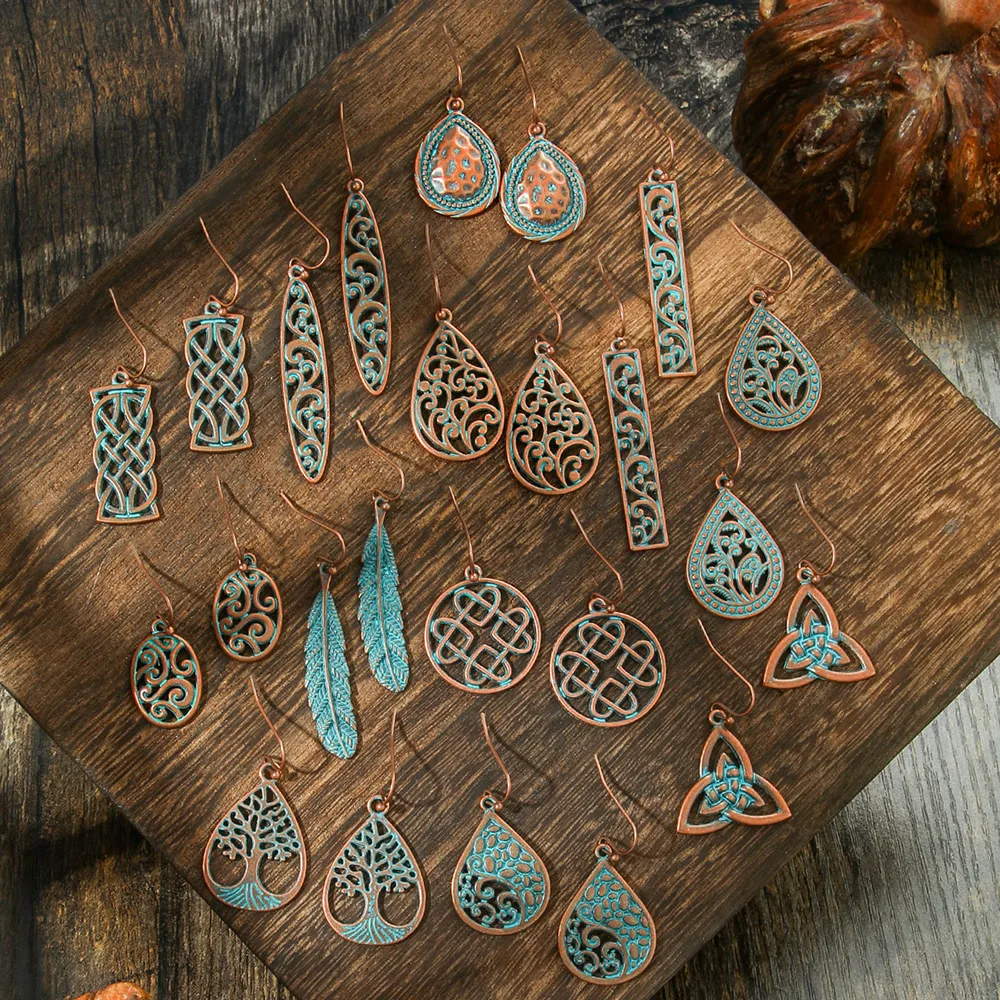 New Hot Sale Simple Personality Ethnic Minority Vacation Style Earrings Vintage Geometric Hollow Delicate Ear Rings Wholesale display picture 17