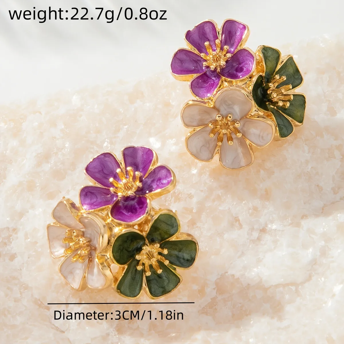 New Super Hot Ins Sweet Elegance Metal Oil-Spot Glaze Flowers Stud Earrings Five Petal Flower Fresh Vacation Style Earrings For Women display picture 2