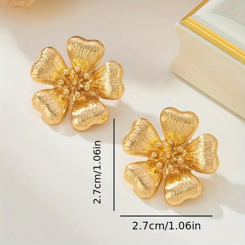 New Super Hot Ins Sweet Elegance Metal Oil-Spot Glaze Flowers Stud Earrings Five Petal Flower Fresh Vacation Style Earrings For Women display picture 3