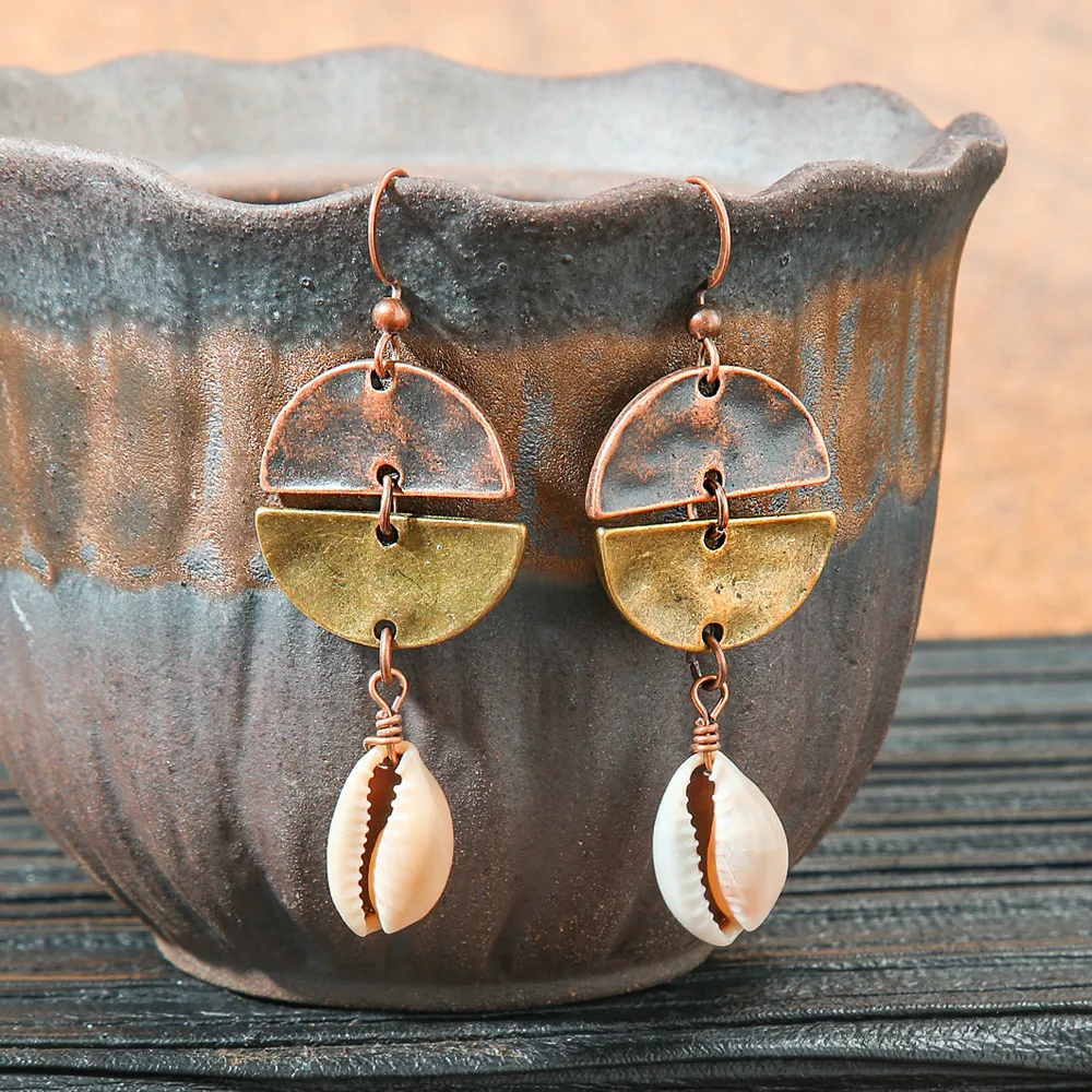 Original Design Retro Ethnic Style Geometric Earrings Yunnan Travel Holiday Style Personality Creative Earrings  Wholesale display picture 13