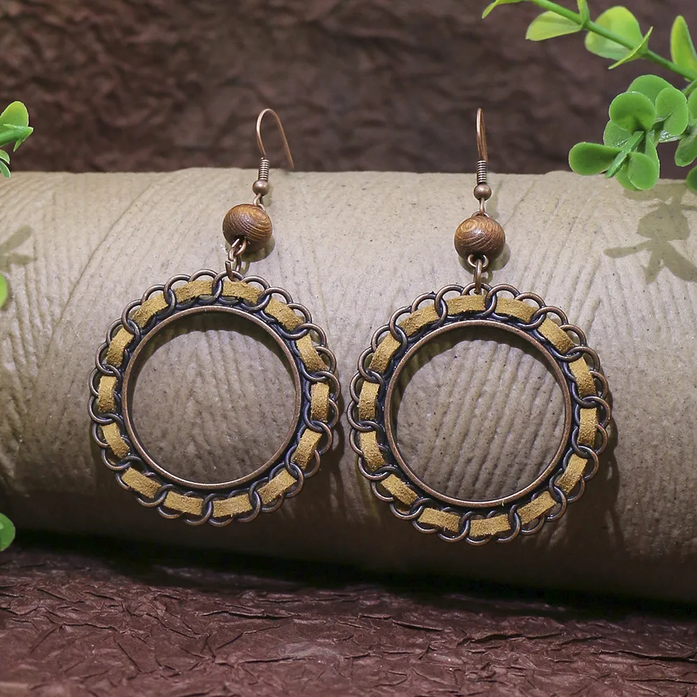 In Stock  Popular Vintage Earrings Suit Ethnic Style Tassel Alloy Earrings  Hollow Ear Rings Wholesale display picture 6