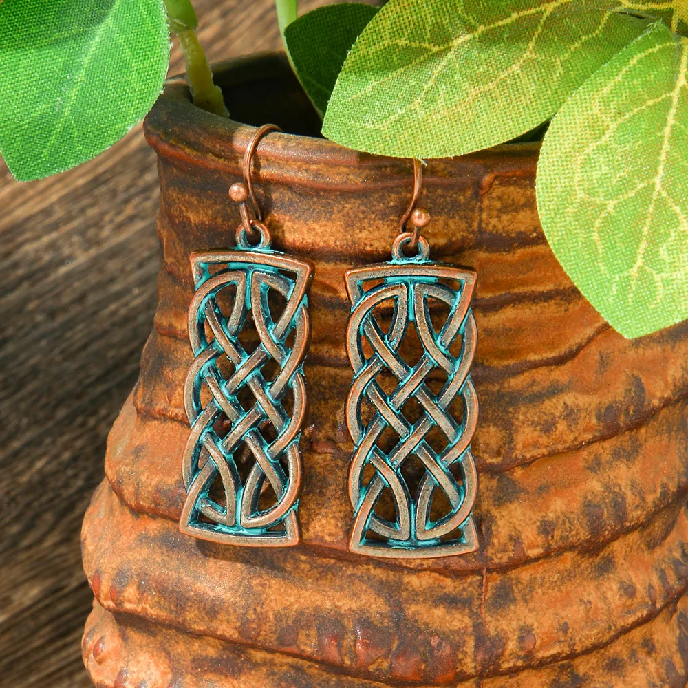 New Hot Sale Simple Personality Ethnic Minority Vacation Style Earrings Vintage Geometric Hollow Delicate Ear Rings Wholesale display picture 3