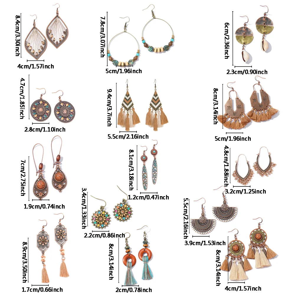 Pendientes Originales De Diseño Retro De Estilo Étnico Con Diseño Geométrico De Yunnan, Estilo De Vacaciones, Personalidad Creativa, Venta Al Por Mayor De display picture 1