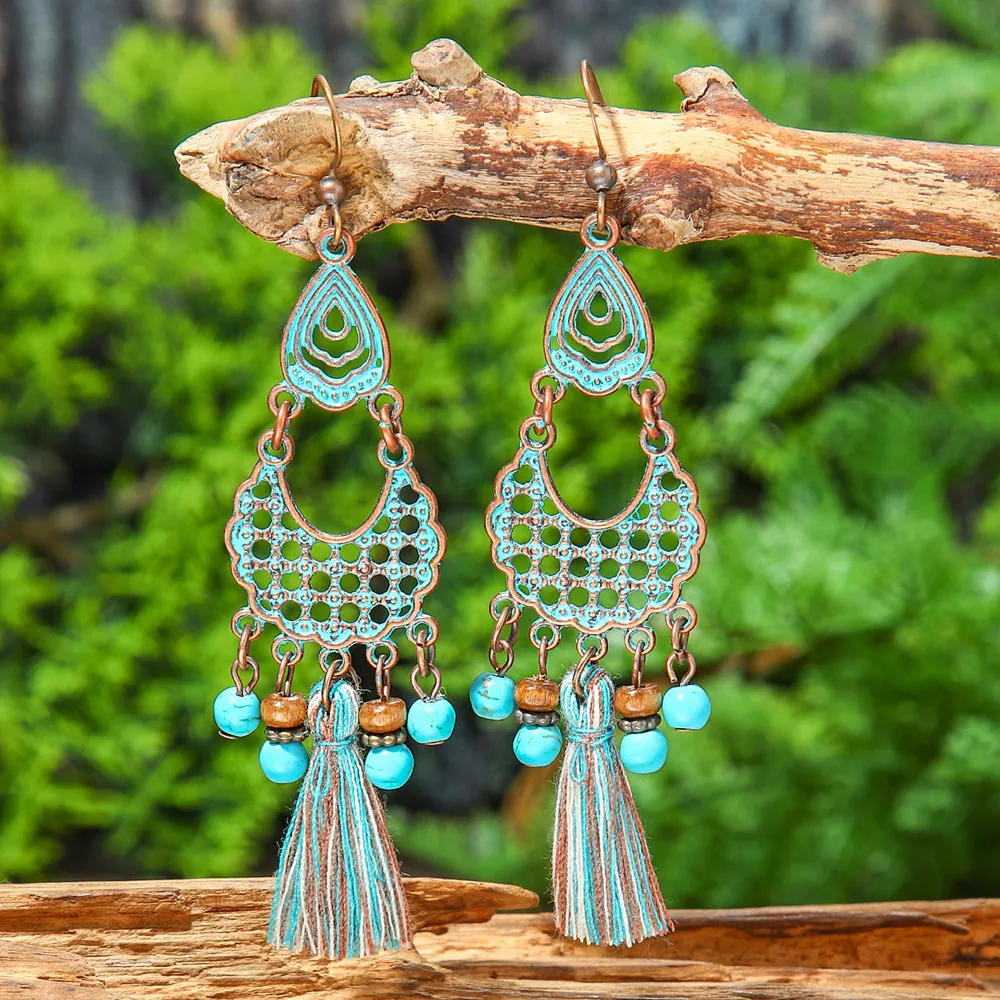 Bohemian Tribe Ethnic Style Vintage Earrings Holiday Trip Shoot Jewelry Earrings Wholesale Design Sense display picture 8