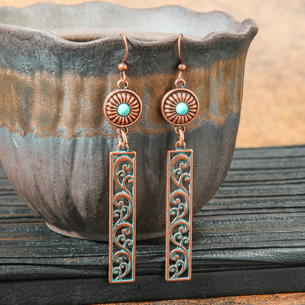 Original Design Retro Ethnic Style Geometric Earrings Yunnan Travel Holiday Style Personality Creative Earrings  Wholesale display picture 6