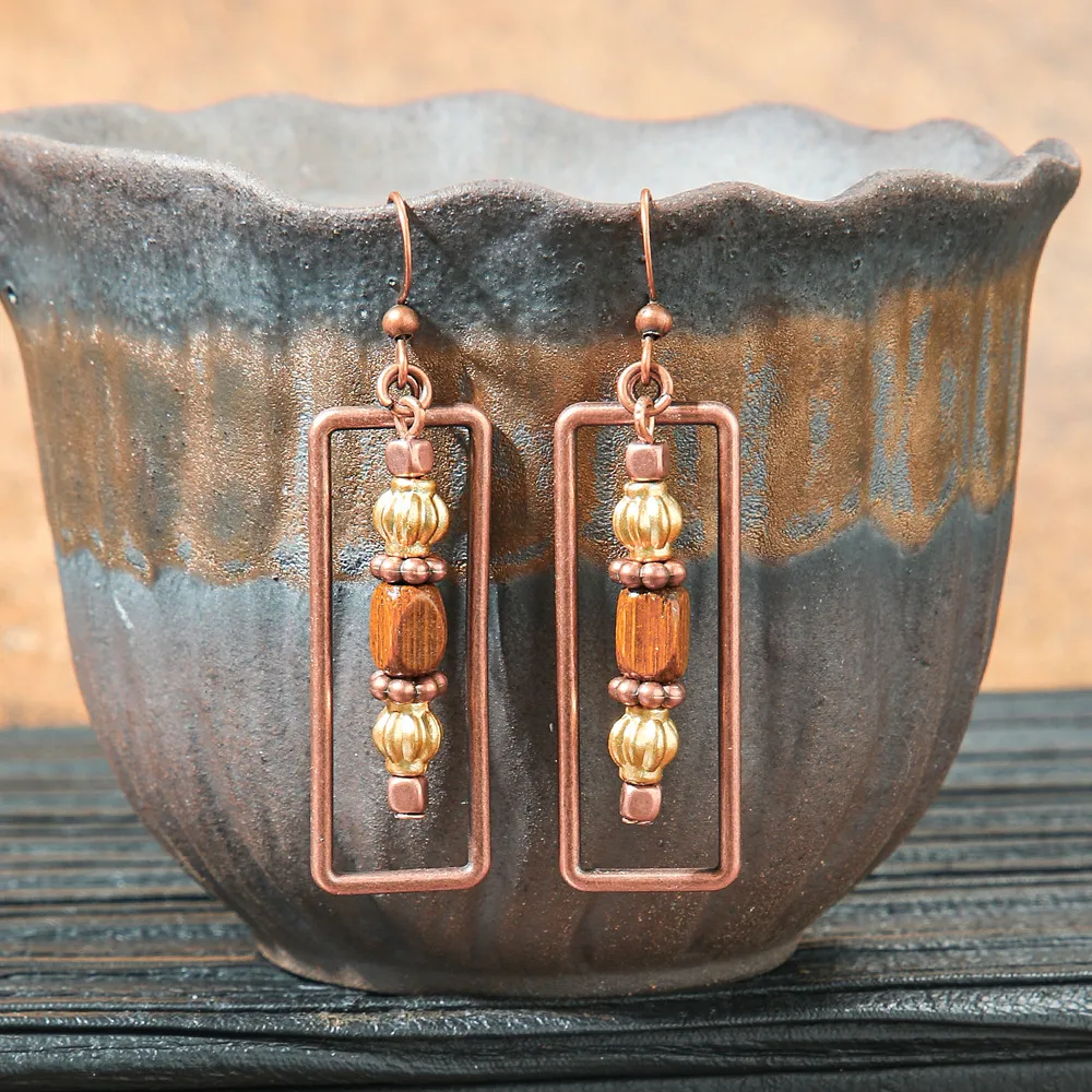 Original Design Retro Ethnic Style Geometric Earrings Yunnan Travel Holiday Style Personality Creative Earrings  Wholesale display picture 7