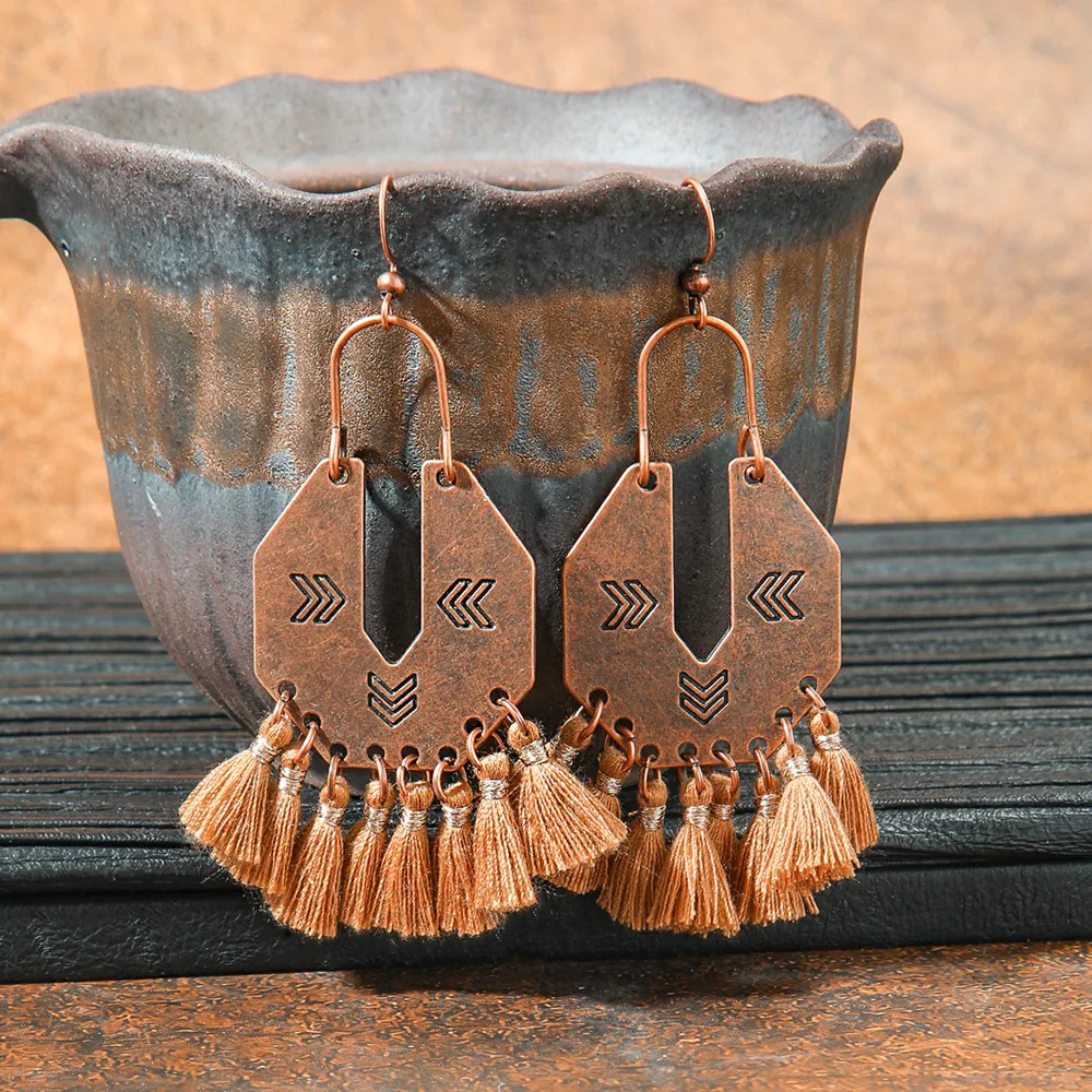 Original Design Retro Ethnic Style Geometric Earrings Yunnan Travel Holiday Style Personality Creative Earrings  Wholesale display picture 11