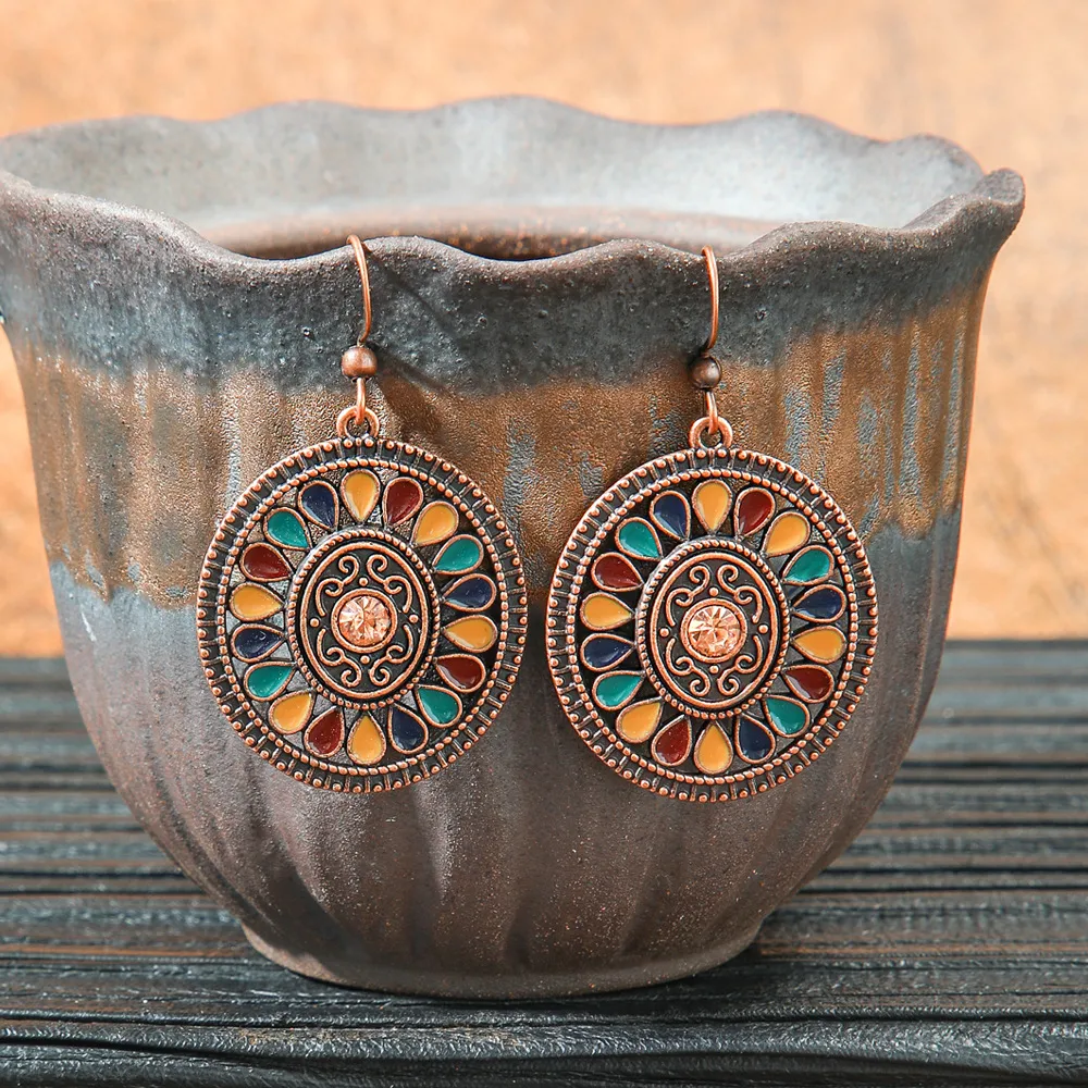 Original Design Retro Ethnic Style Geometric Earrings Yunnan Travel Holiday Style Personality Creative Earrings  Wholesale display picture 14