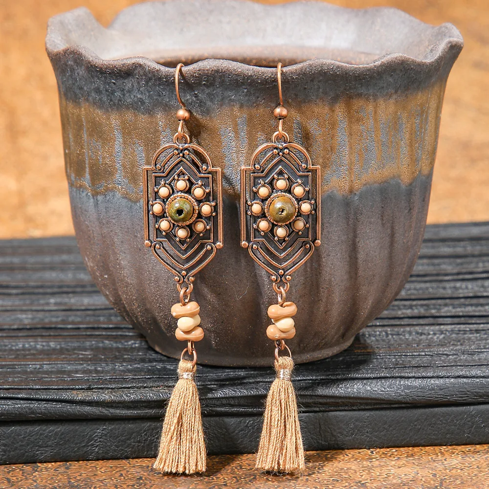 Original Design Retro Ethnic Style Geometric Earrings Yunnan Travel Holiday Style Personality Creative Earrings  Wholesale display picture 17