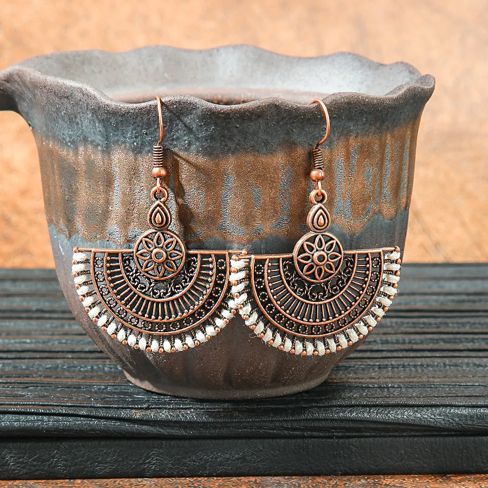 Original Design Retro Ethnic Style Geometric Earrings Yunnan Travel Holiday Style Personality Creative Earrings  Wholesale display picture 19