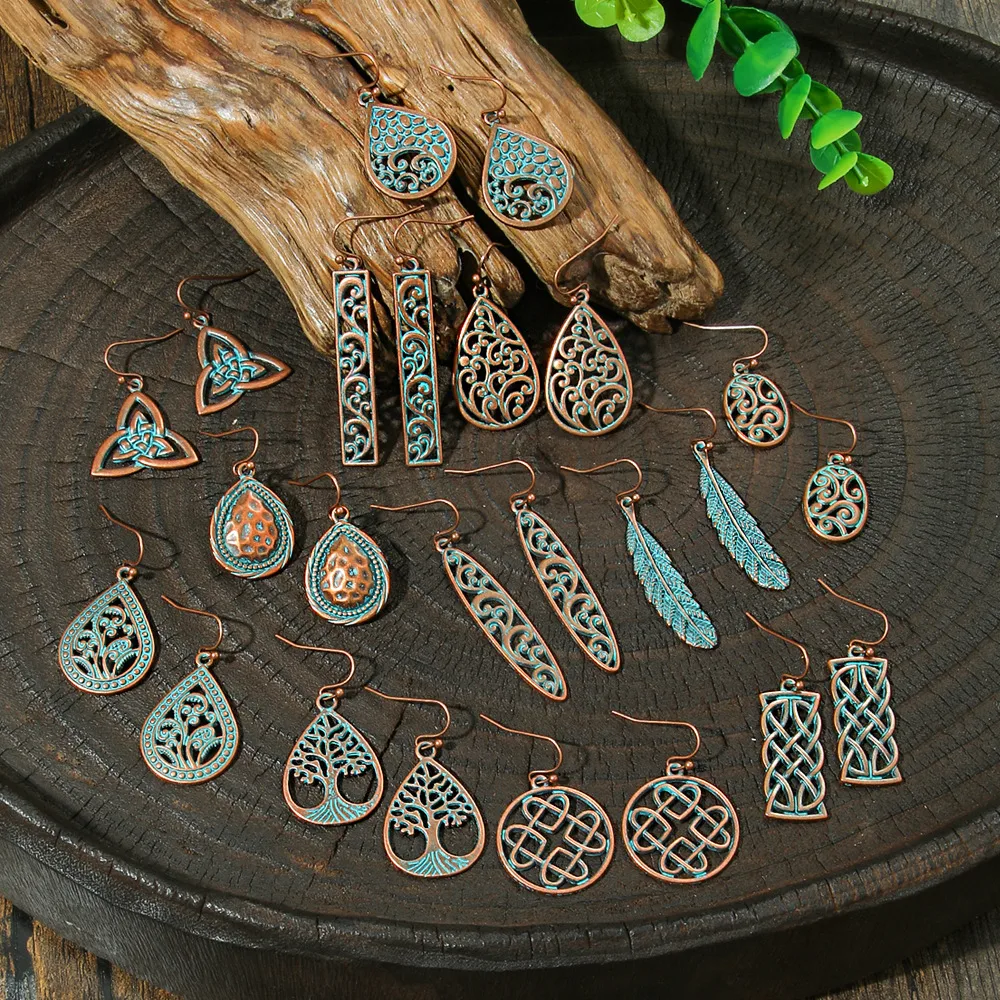 New Hot Sale Simple Personality Ethnic Minority Vacation Style Earrings Vintage Geometric Hollow Delicate Ear Rings Wholesale display picture 16