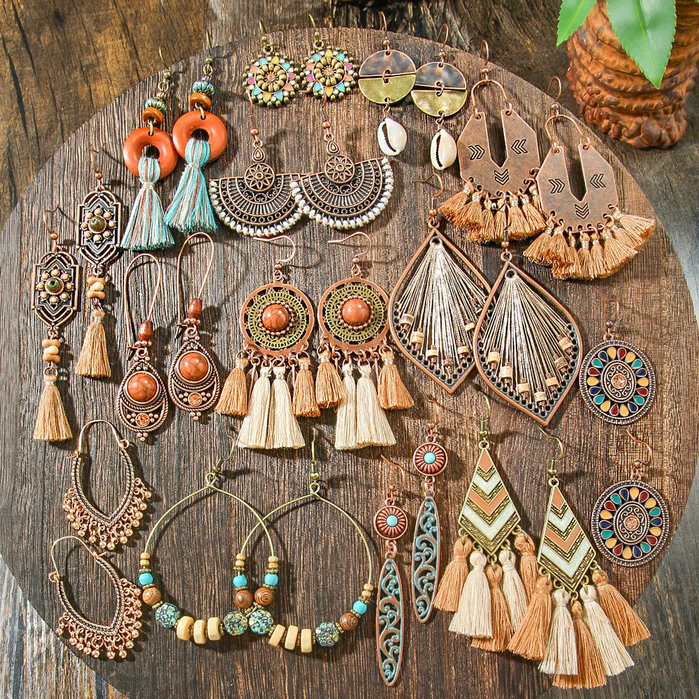 Original Design Retro Ethnic Style Geometric Earrings Yunnan Travel Holiday Style Personality Creative Earrings  Wholesale display picture 23
