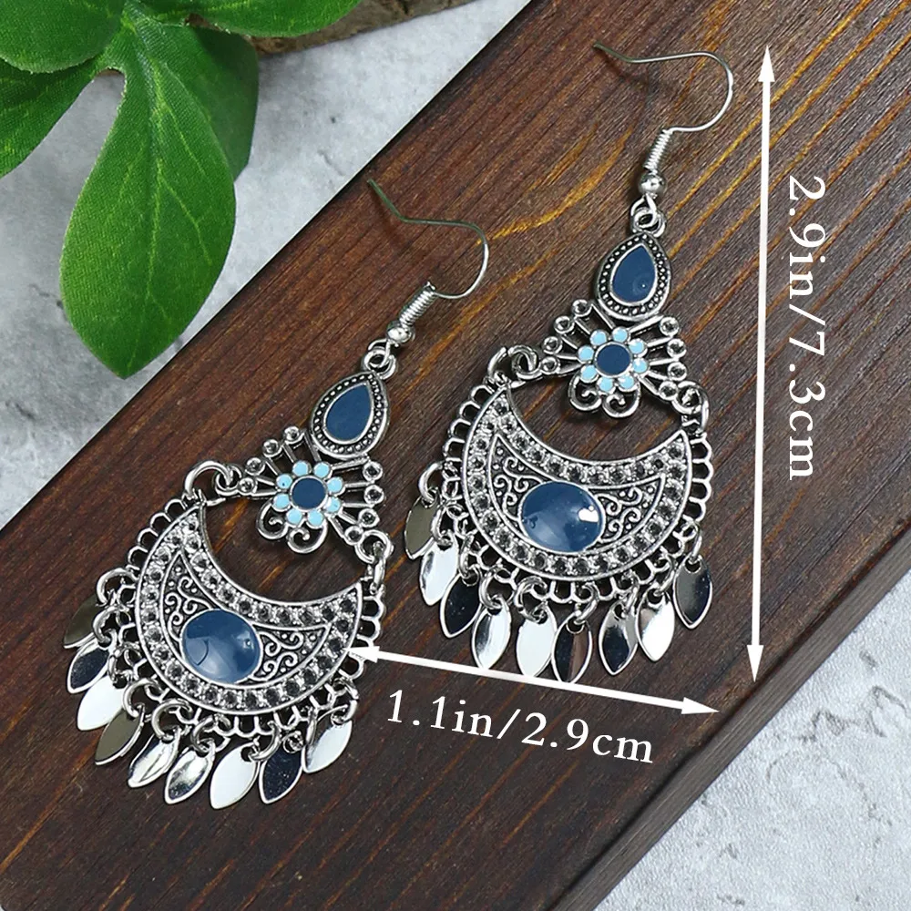 Retro Ethnic Earrings Bohemian Eardrops Tassel Pendant Scenic Spot Ear Hanging Ear Studs Handmade Ear Rings display picture 2