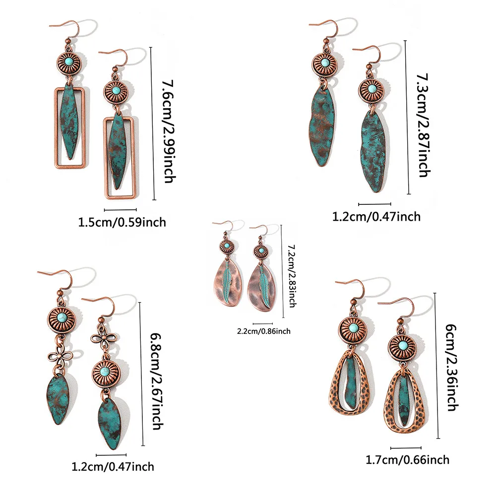 Pendientes De Estilo Étnico Con Textura De Aleación, Venta Al Por Mayor display picture 1