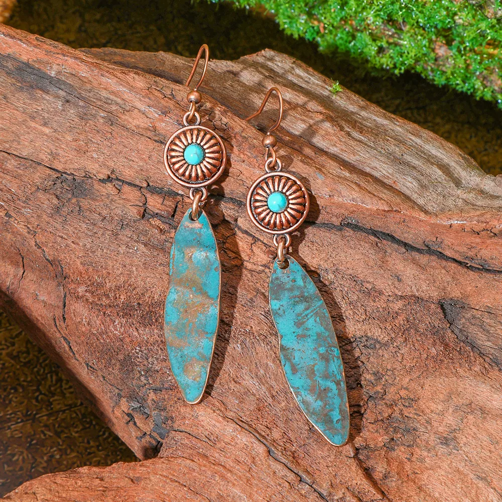 Pendientes De Estilo Étnico Con Textura De Aleación, Venta Al Por Mayor display picture 5