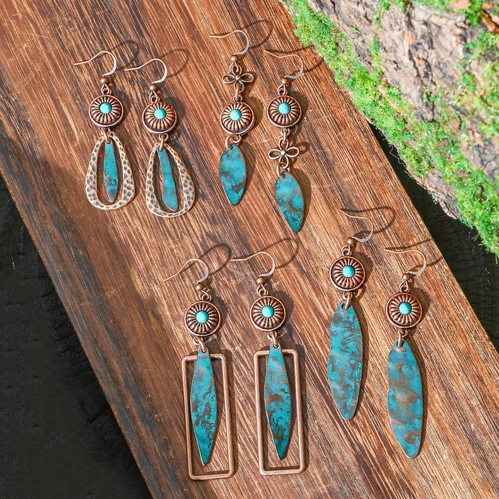 Pendientes De Estilo Étnico Con Textura De Aleación, Venta Al Por Mayor display picture 7