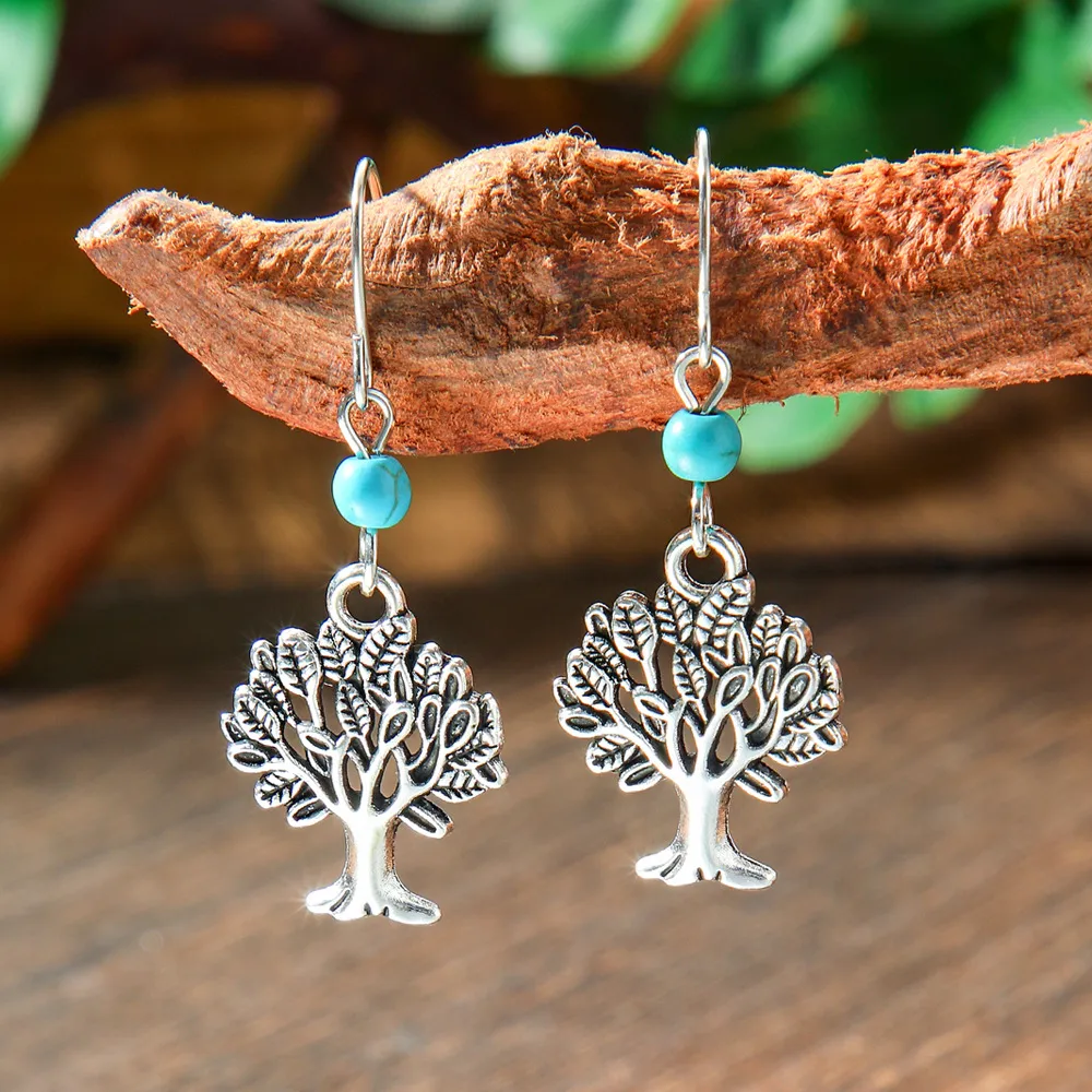 Wholesale Vintage Bohemian Turquoise Earrings Suit National Fashion Eardrops Earrings Supply display picture 23