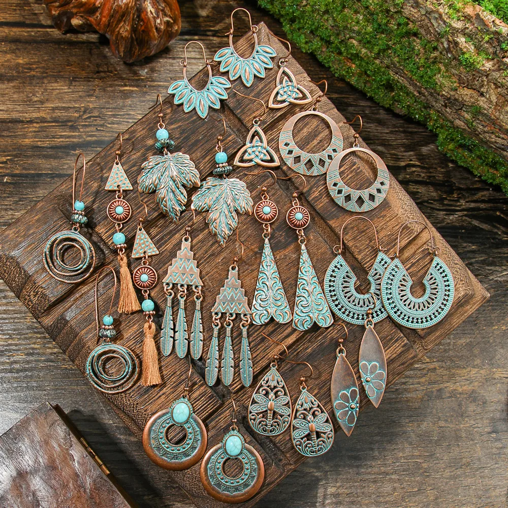 Suit Bohemian Vintage Earrings Ethnic Vacation Style Long Fringe Earrings Super Beautiful Jungle Style Earrings display picture 14