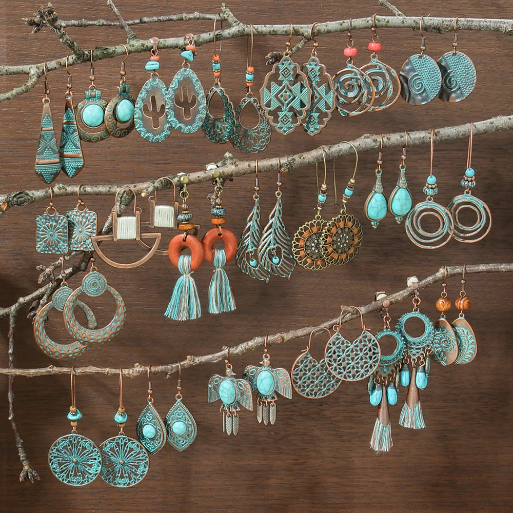 Pendientes De Metal Estilo Bohemio Estilo Étnico Retro, Pendientes Hechos A Mano, Pendientes De Alta Calidad Transfronterizos display picture 2