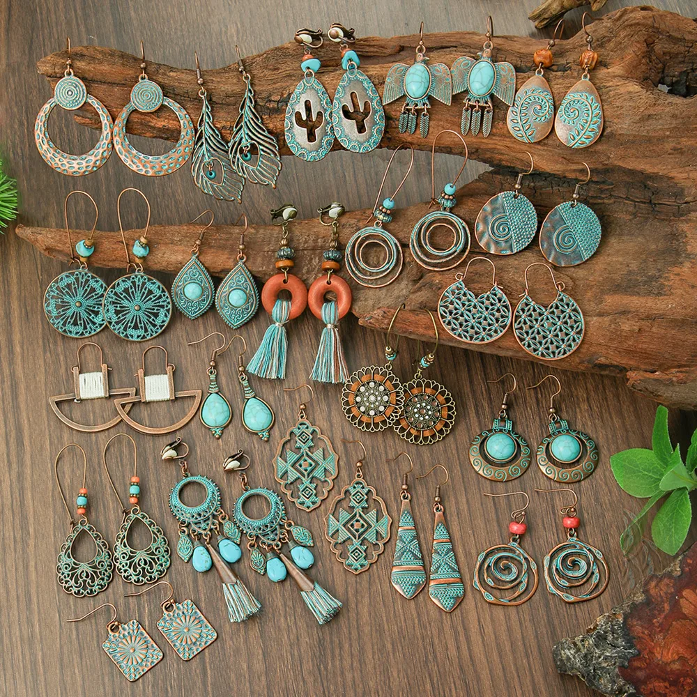 Transfrontalière Vente Chaude Bohème Vacances Style Boucles D'oreilles En Métal Rétro Style Ethnique Boucles D'oreilles À La Main Boucles D'oreilles De Haute Qualité display picture 4