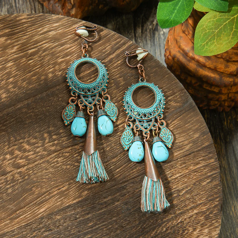 Hot Selling Bohemian Vacation Style Metal Earrings Retro Ethnic Style Handmade Earrings High-Grade Earrings display picture 21