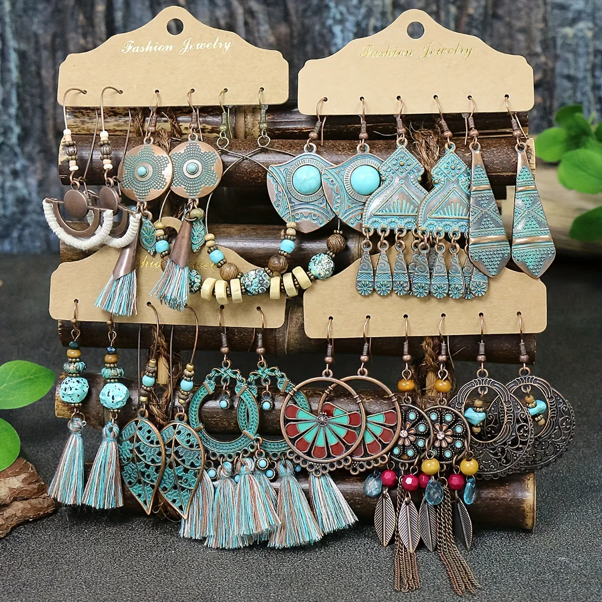 New Wholesale Hot Sale Retro Ethnic Style Earrings Combination Suit Geometric Circle Chain Ear Rings display picture 5