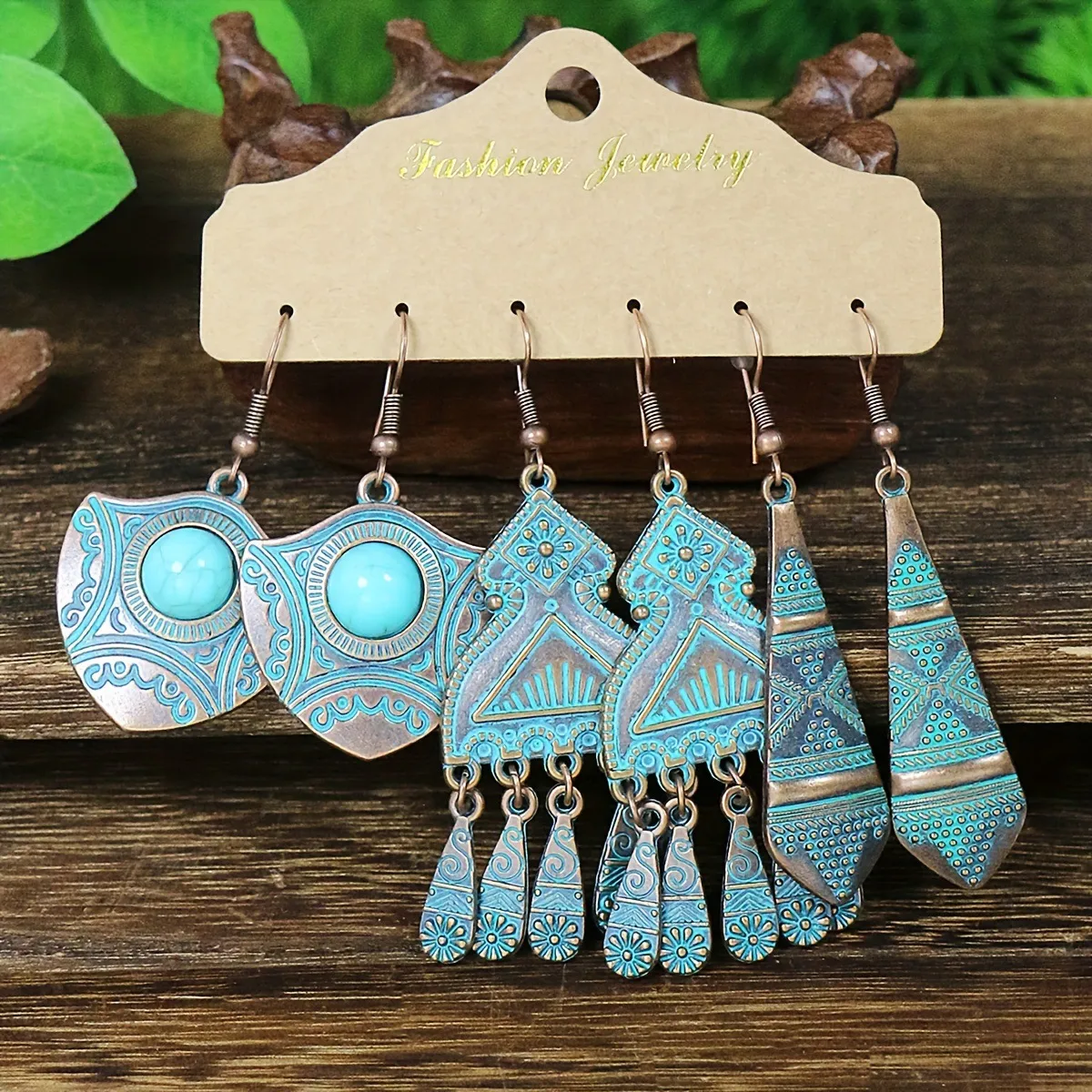 New Wholesale Hot Sale Retro Ethnic Style Earrings Combination Suit Geometric Circle Chain Ear Rings display picture 2