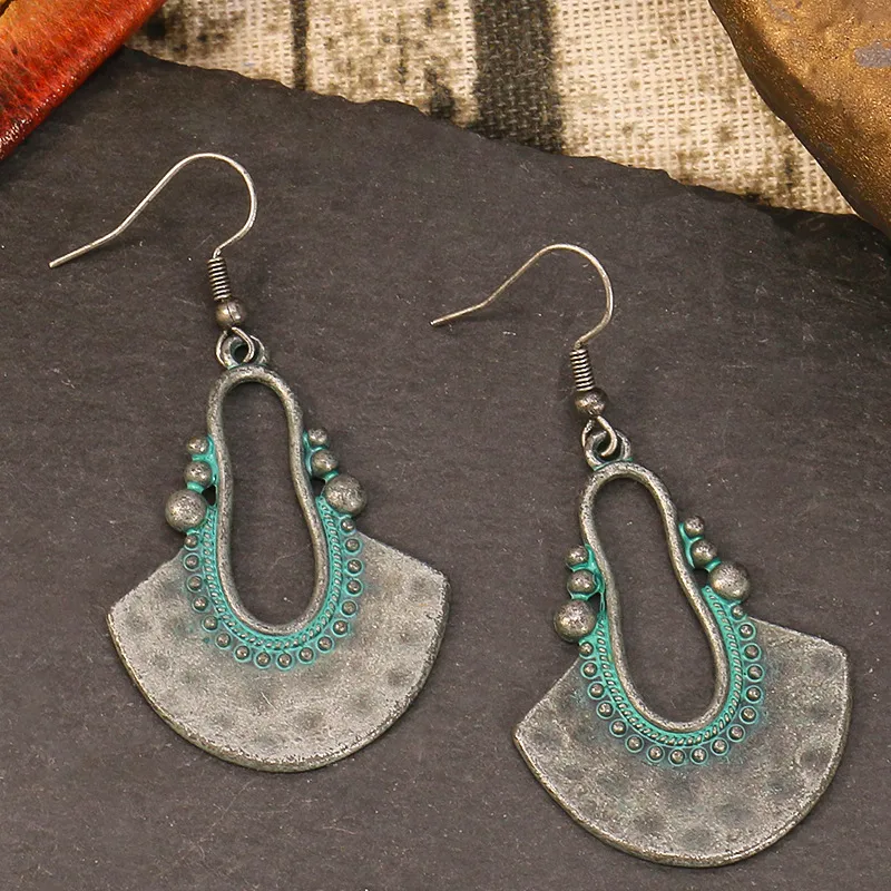 Hot  Bohemian Turquoise Earrings  National Style Vintage Earrings Retro display picture 2