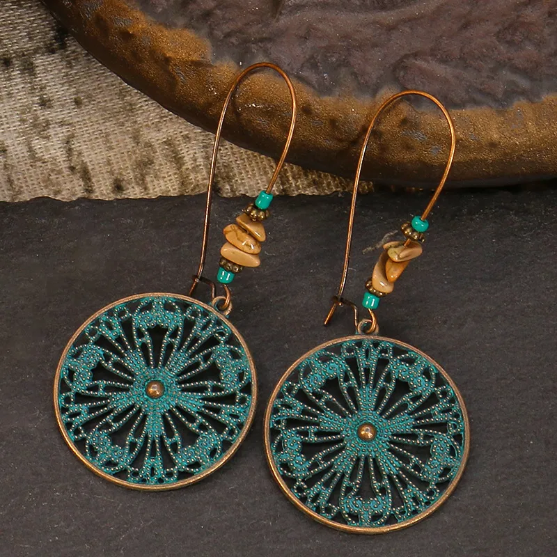 Hot  Bohemian Turquoise Earrings  National Style Vintage Earrings Retro display picture 7