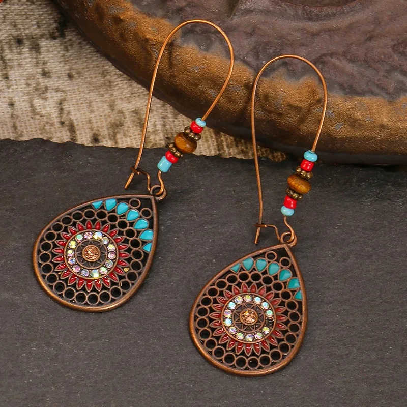 Hot  Bohemian Turquoise Earrings  National Style Vintage Earrings Retro display picture 8