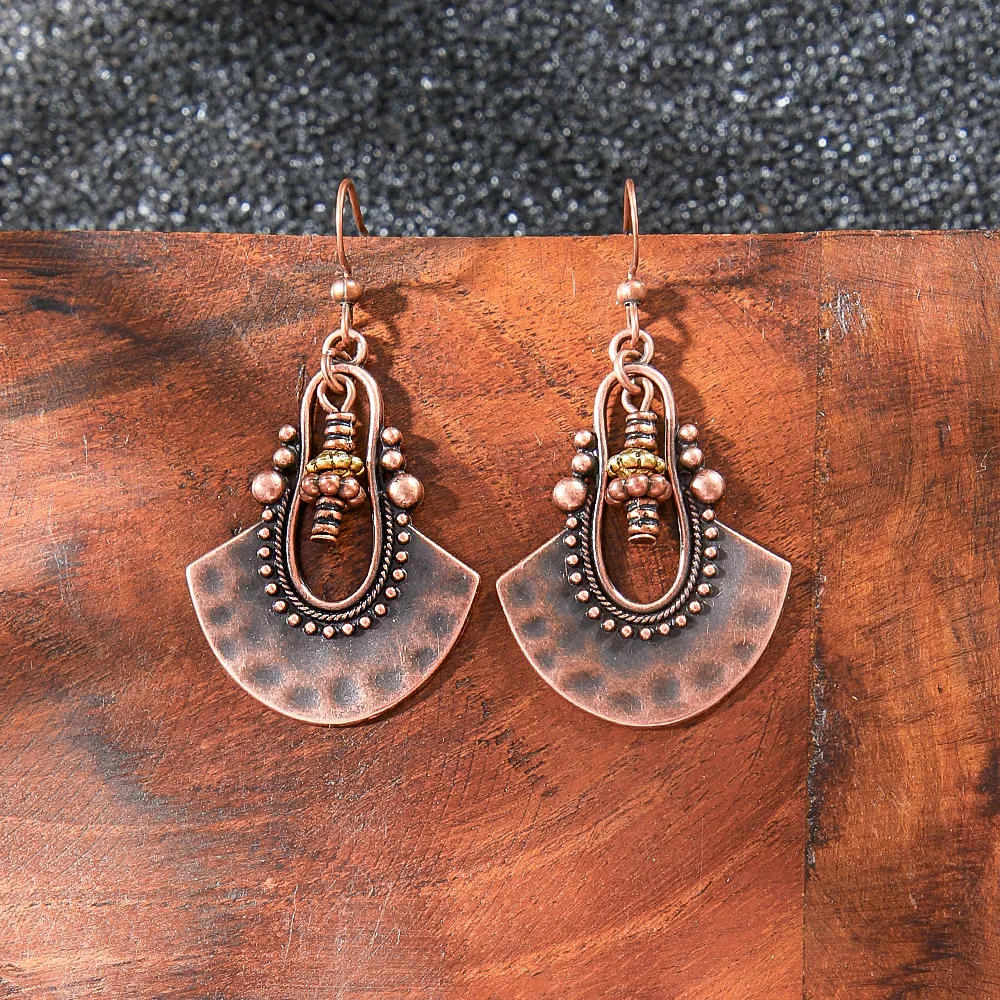 Retro Coffee Color Earrings Suit Bohemian Fashion Creative Geometric Ear Rings All Match Tassel Earrings display picture 5