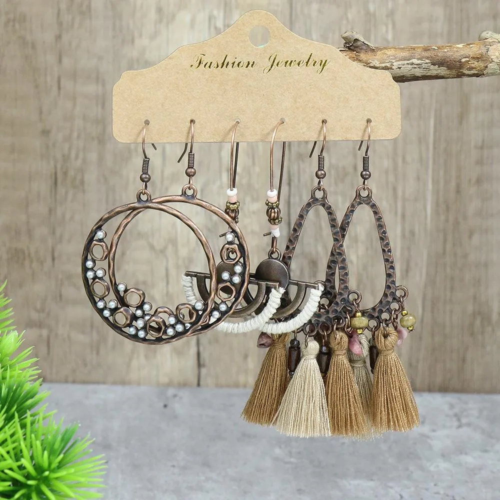 Exaggerated Earrings Vintage Purple Irregular Long Niche Ear Jewelry Tassel  Accessories Ethnic Style display picture 9
