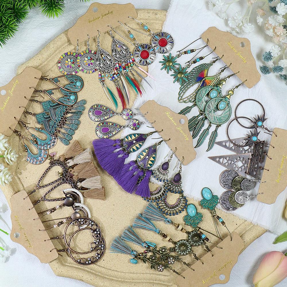 Exaggerated Earrings Vintage Purple Irregular Long Niche Ear Jewelry Tassel  Accessories Ethnic Style display picture 2