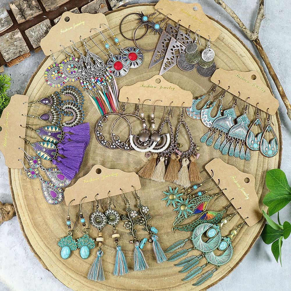 Exaggerated Earrings Vintage Purple Irregular Long Niche Ear Jewelry Tassel  Accessories Ethnic Style display picture 3