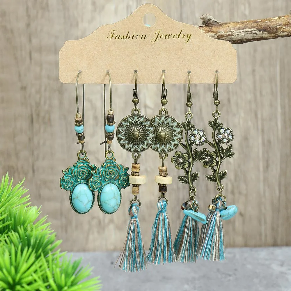 Exaggerated Earrings Vintage Purple Irregular Long Niche Ear Jewelry Tassel  Accessories Ethnic Style display picture 6