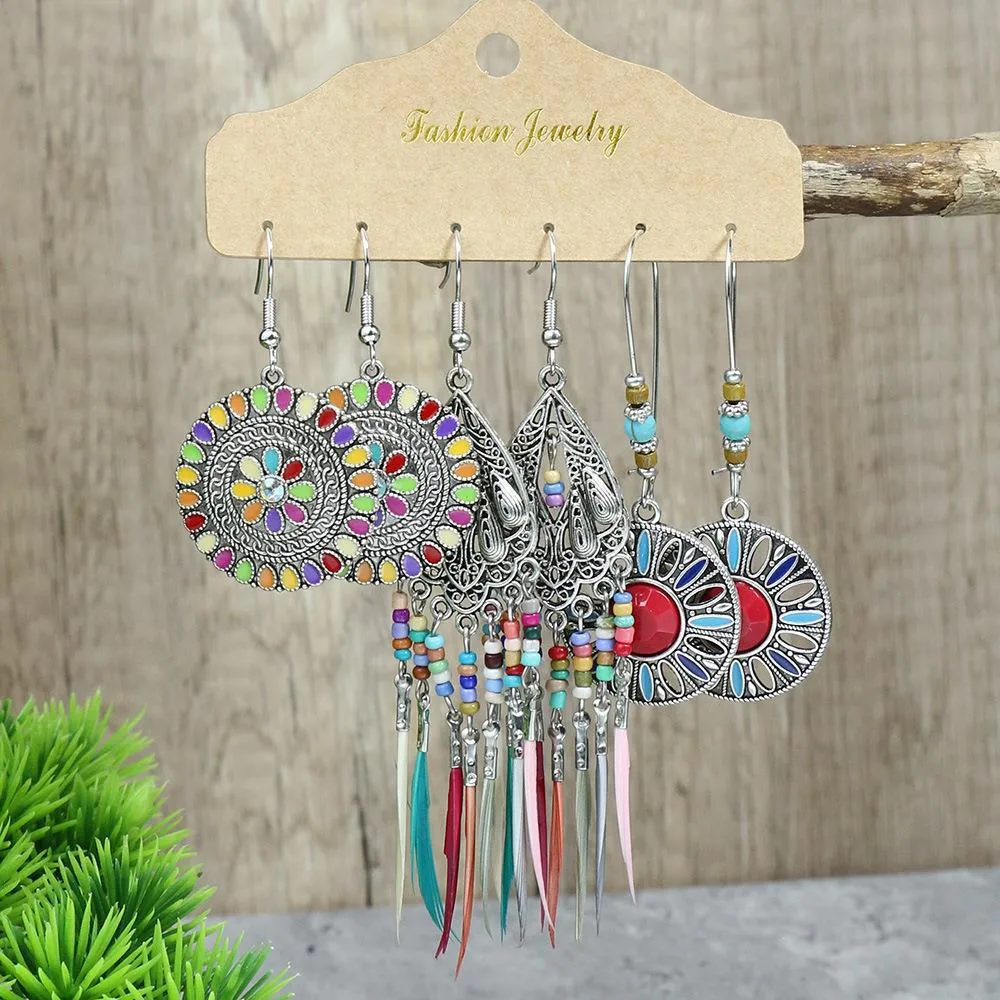Exaggerated Earrings Vintage Purple Irregular Long Niche Ear Jewelry Tassel  Accessories Ethnic Style display picture 7
