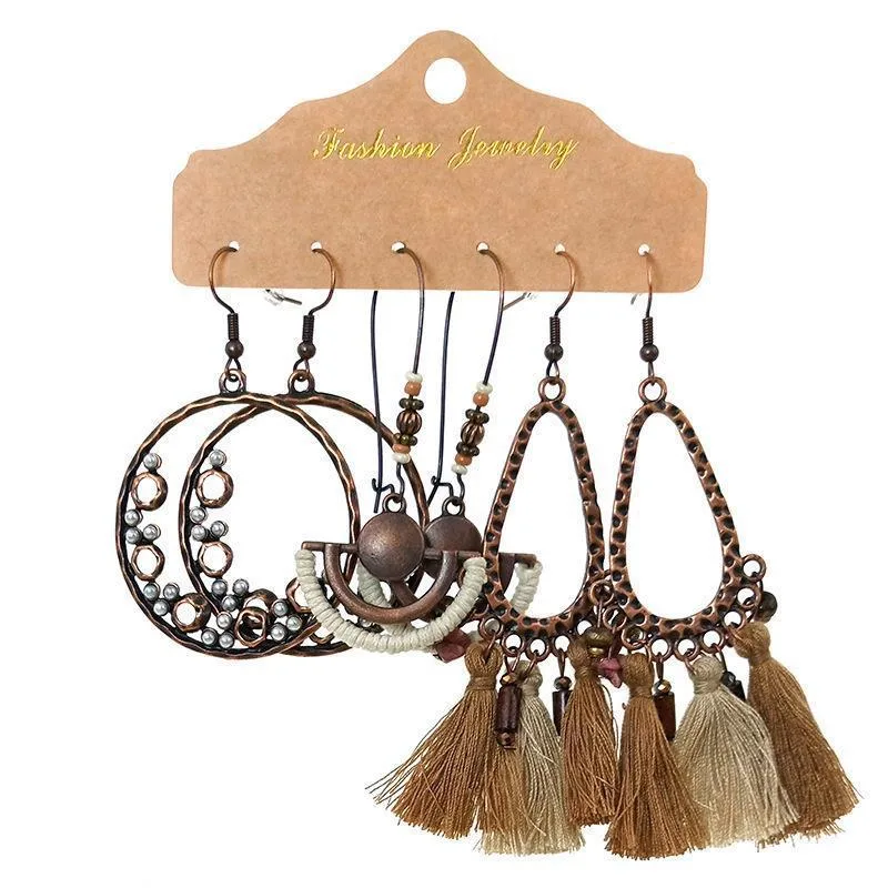 Exaggerated Earrings Vintage Purple Irregular Long Niche Ear Jewelry Tassel  Accessories Ethnic Style display picture 14