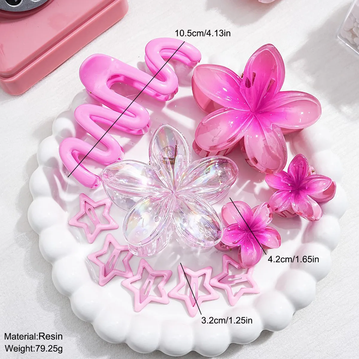 Southeast Asia Explosions High Sense Net Red Hair Clip Flower 10-piece Set Egg Flower Clip Full Head Shark Clip display picture 1