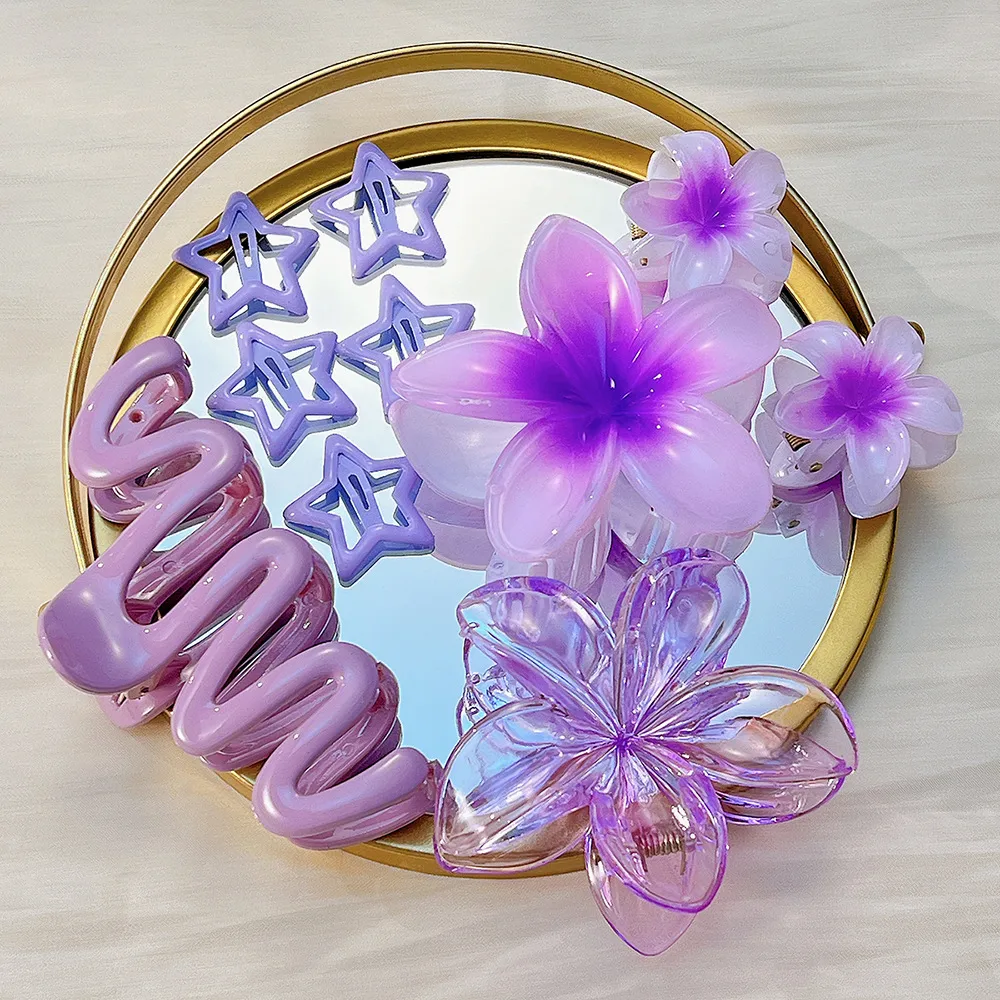 Southeast Asia Explosions High Sense Net Red Hair Clip Flower 10-piece Set Egg Flower Clip Full Head Shark Clip display picture 3