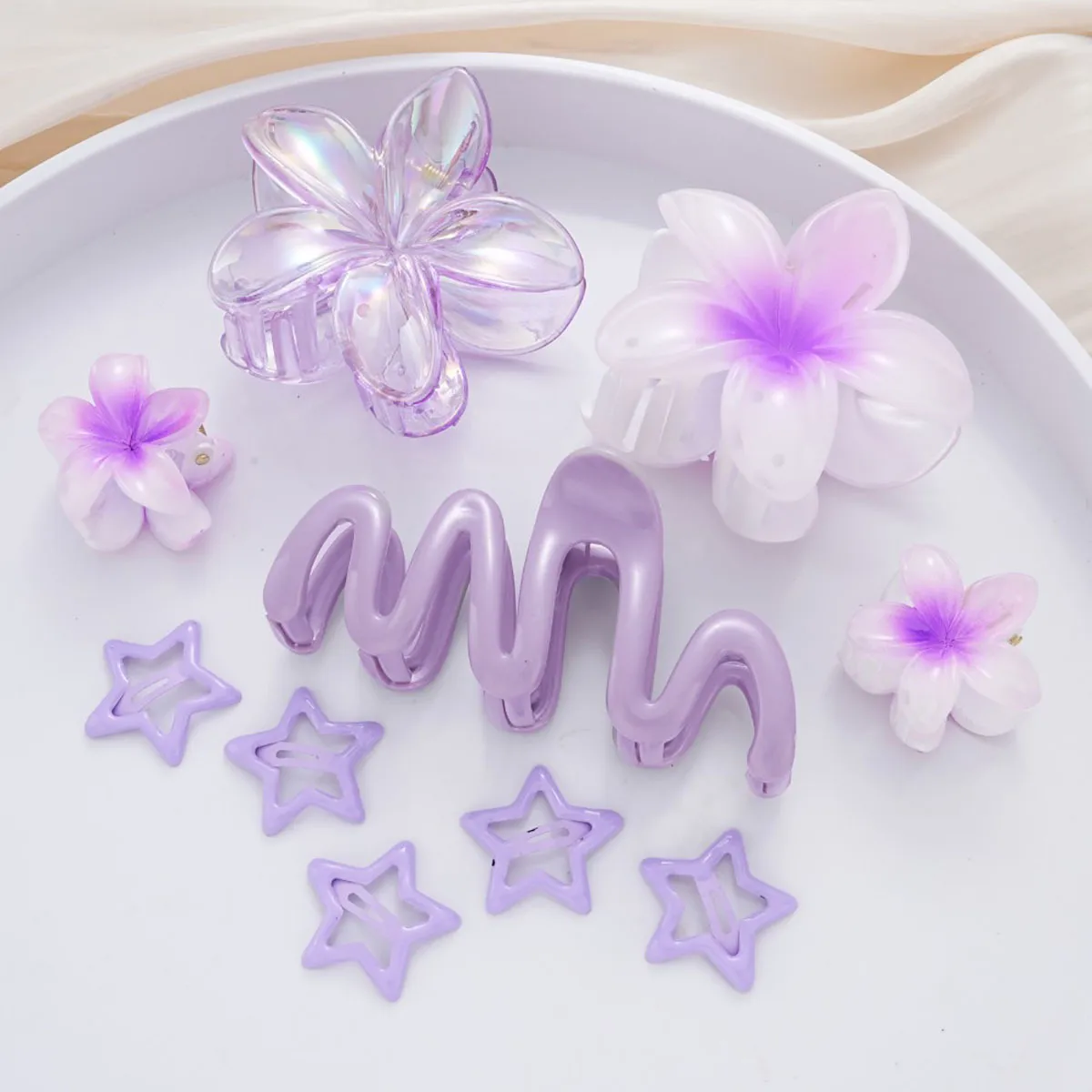 Southeast Asia Explosions High Sense Net Red Hair Clip Flower 10-piece Set Egg Flower Clip Full Head Shark Clip display picture 5