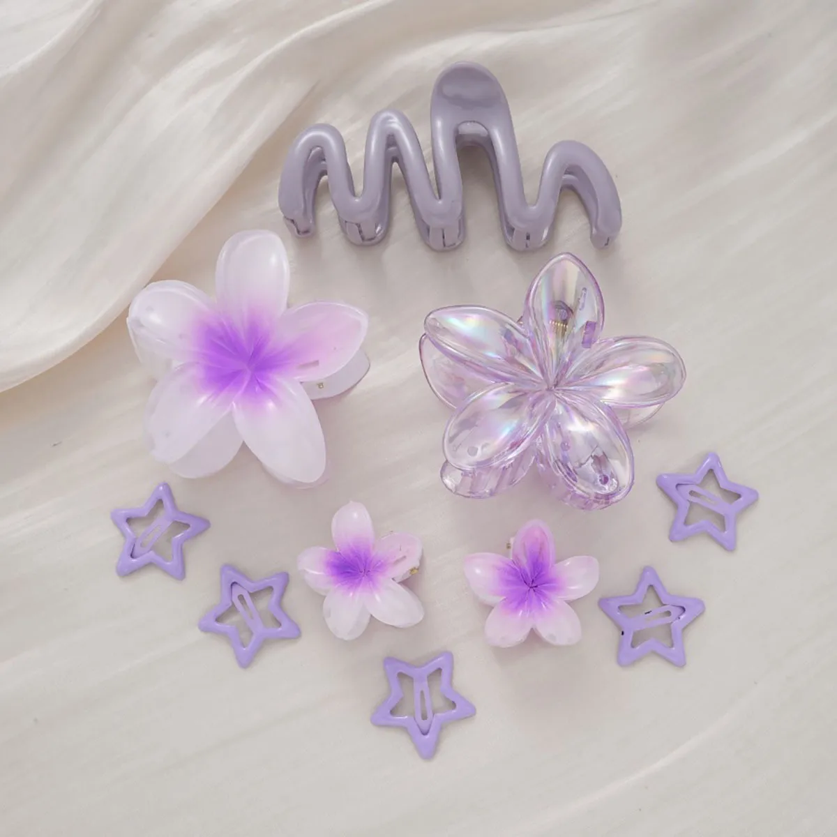 Southeast Asia Explosions High Sense Net Red Hair Clip Flower 10-piece Set Egg Flower Clip Full Head Shark Clip display picture 7