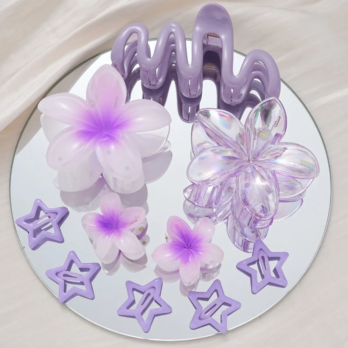 Southeast Asia Explosions High Sense Net Red Hair Clip Flower 10-piece Set Egg Flower Clip Full Head Shark Clip display picture 8