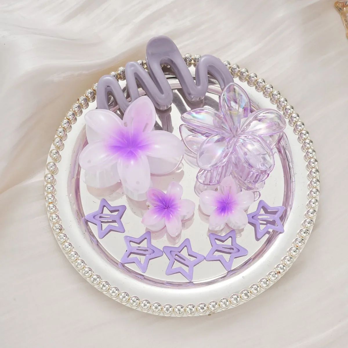 Southeast Asia Explosions High Sense Net Red Hair Clip Flower 10-piece Set Egg Flower Clip Full Head Shark Clip display picture 9