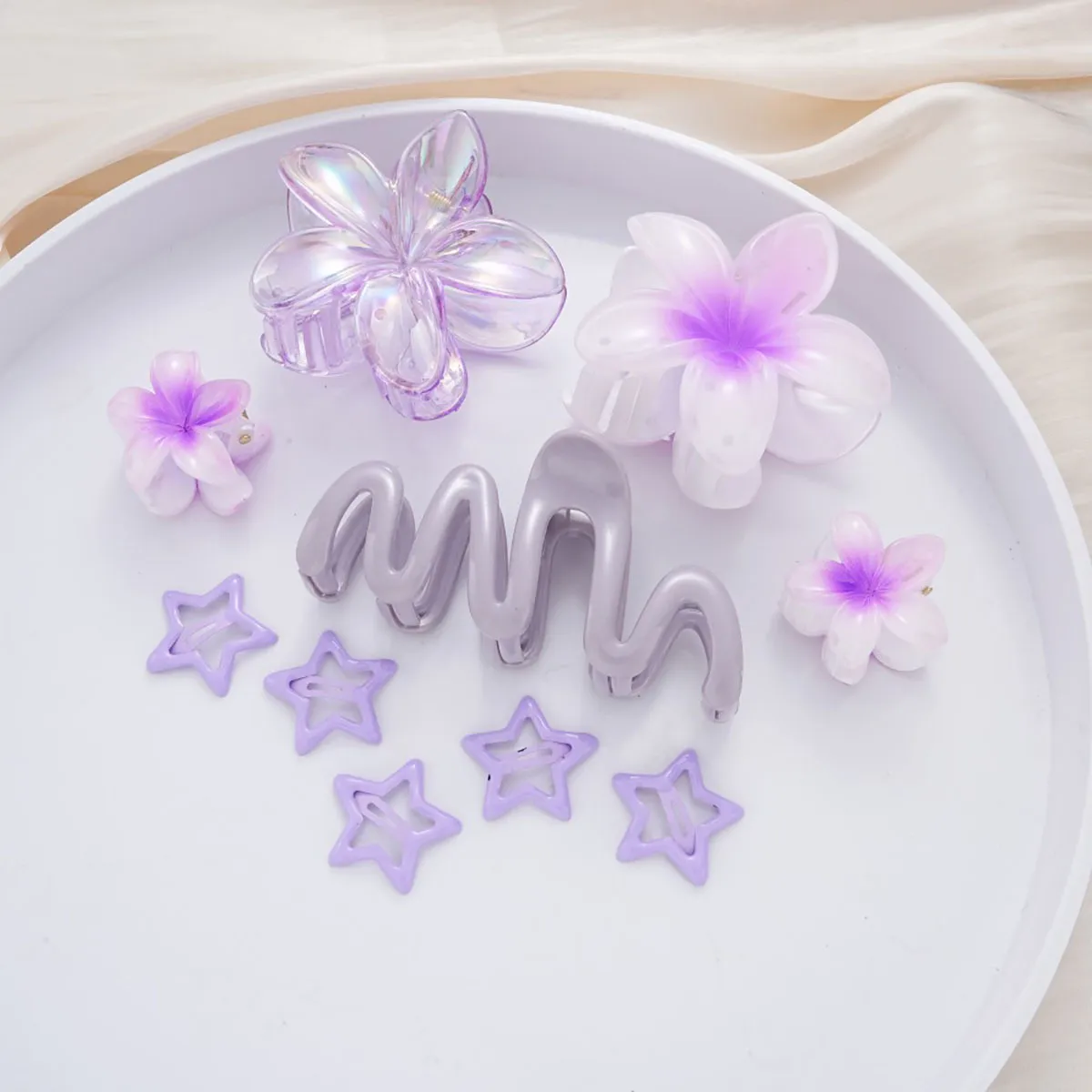 Southeast Asia Explosions High Sense Net Red Hair Clip Flower 10-piece Set Egg Flower Clip Full Head Shark Clip display picture 10