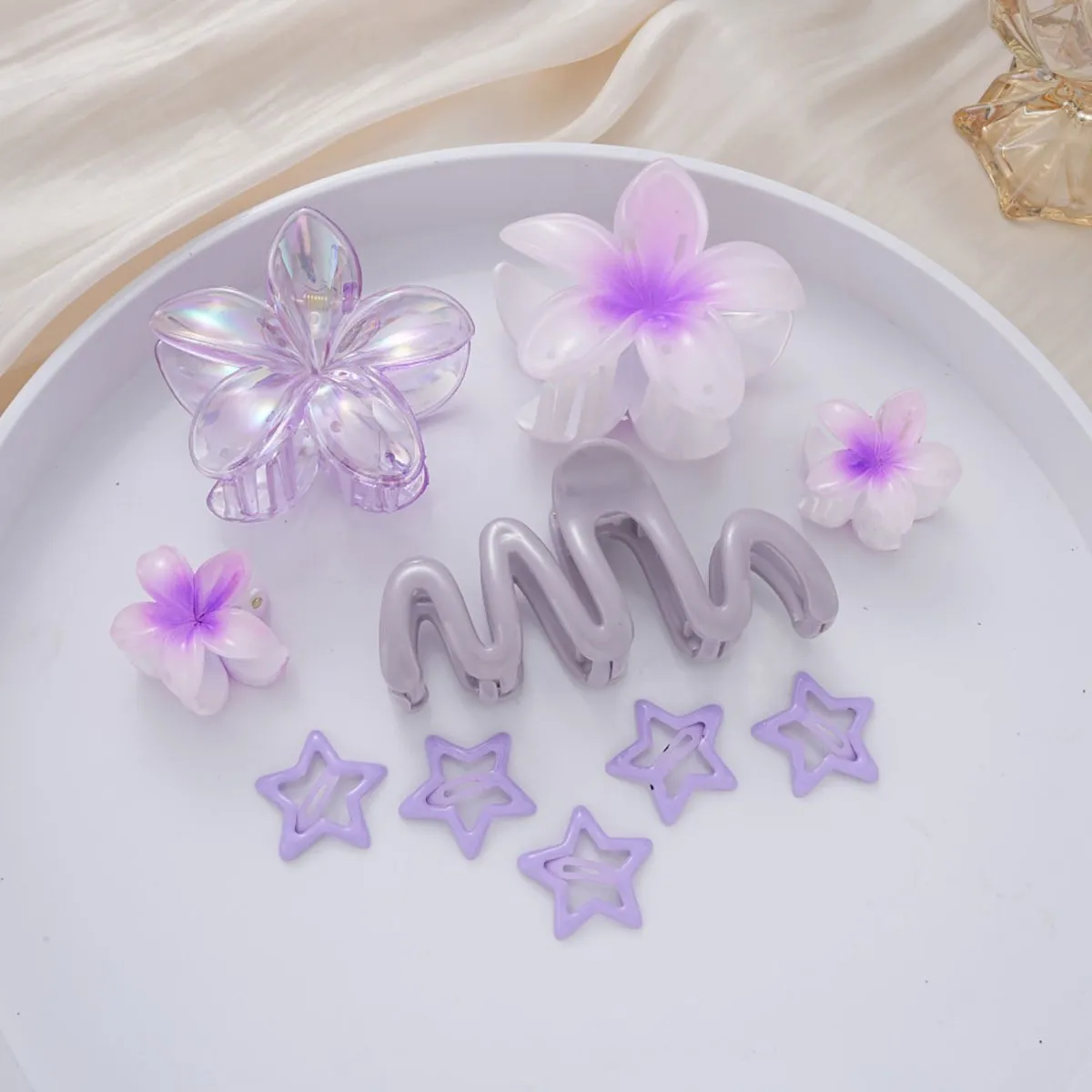 Southeast Asia Explosions High Sense Net Red Hair Clip Flower 10-piece Set Egg Flower Clip Full Head Shark Clip display picture 11