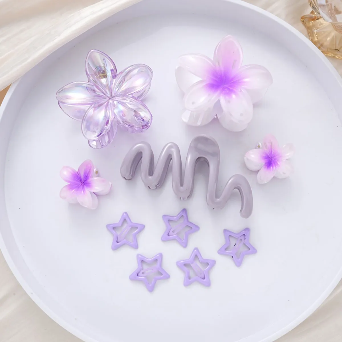 Southeast Asia Explosions High Sense Net Red Hair Clip Flower 10-piece Set Egg Flower Clip Full Head Shark Clip display picture 12