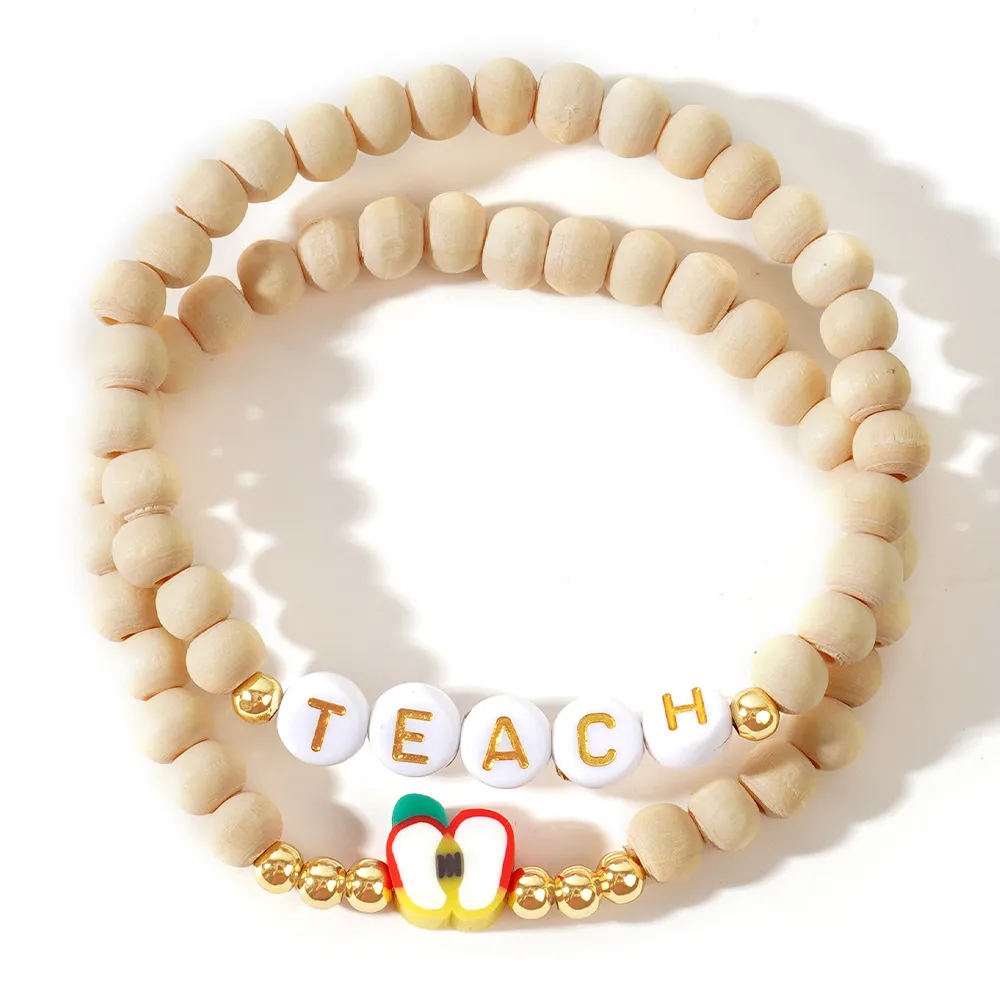 Round Letter Artistic Soft Clay Copper Bracelets Wholesale display picture 5